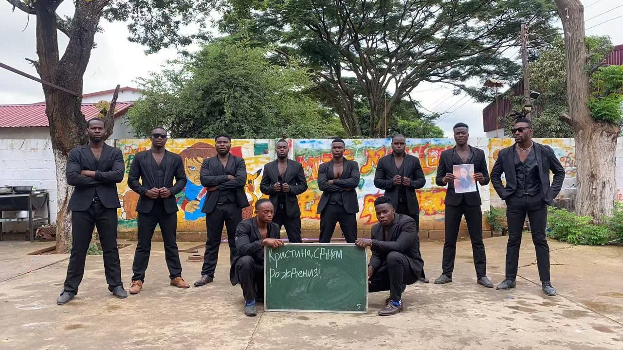 Alpha Gentlemen Squad performing a classy high-energy personalized video greeting with confident style